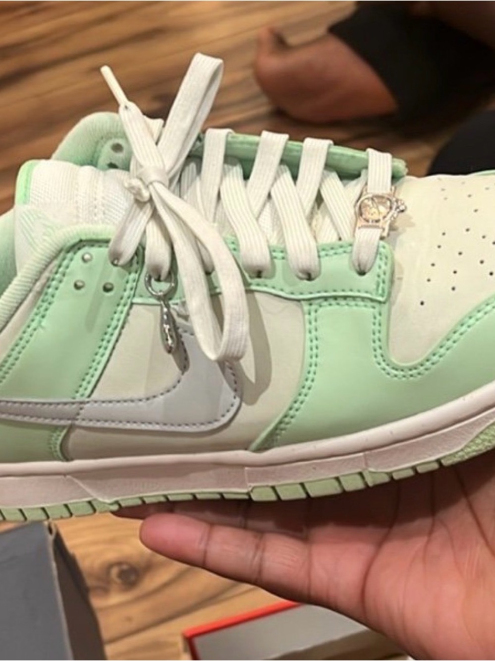 Kids Mint Green and White Low-Top Sneakers